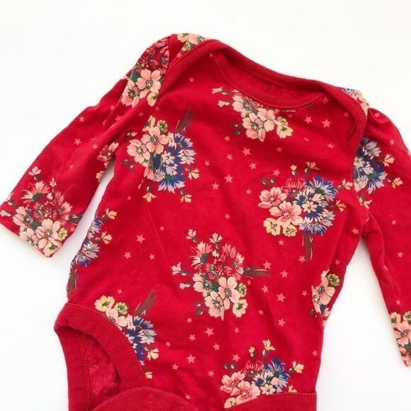 Babygap red floral diaper shirt EUC 3-6 months - Picture 2 of 2